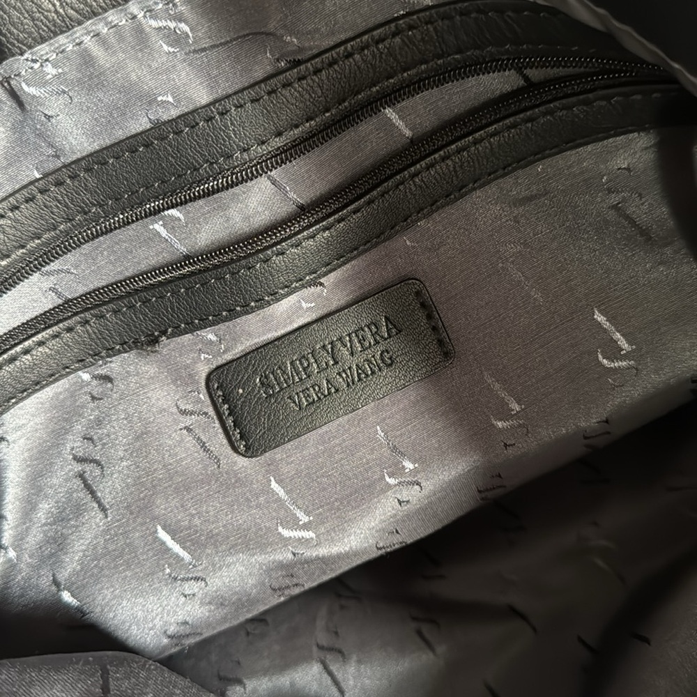Simply Vera Vera Wang Black Leather Tote with Croc-Texture Trim - Picture 9 of 13